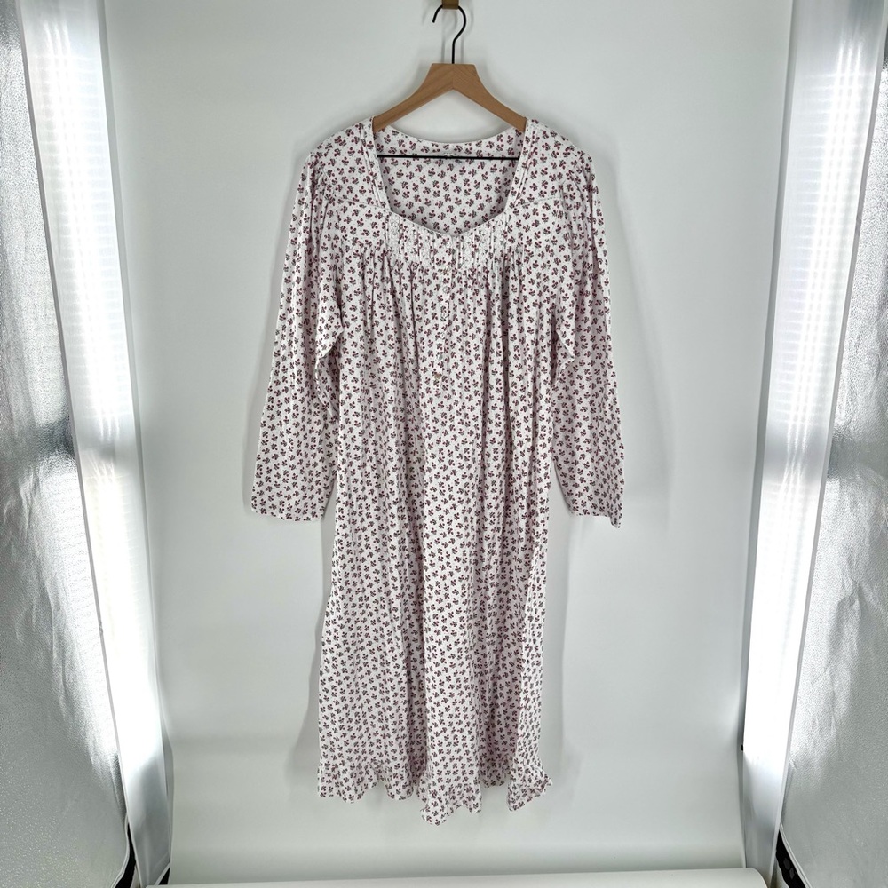 Eileen West Cotton‎ Long Sleeve Nightgown Floral Size 1X